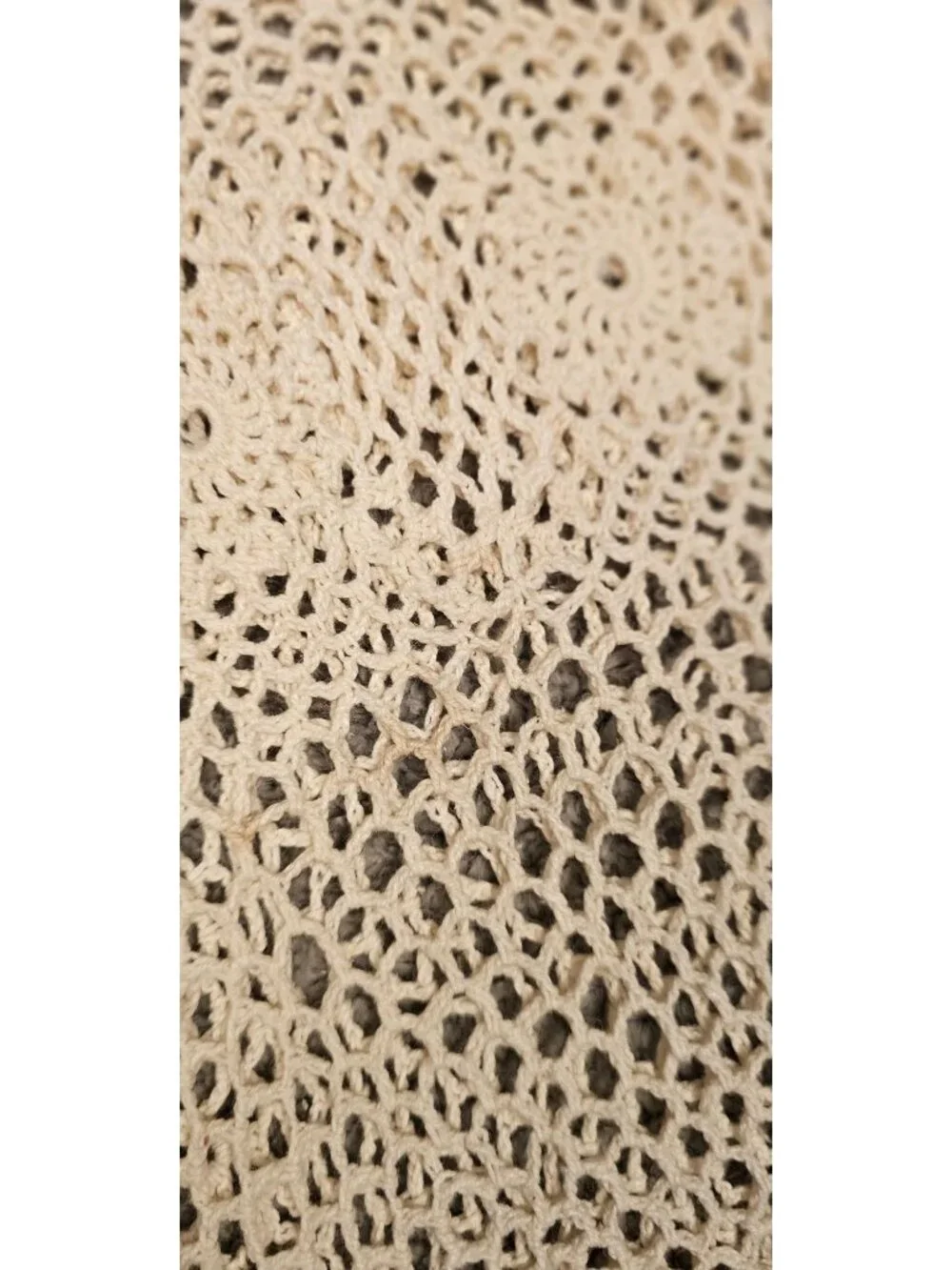 Handmade Beige Crochet Lace Tablecloth With Floral Design 60